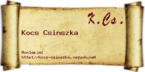 Kocs Csinszka névjegykártya